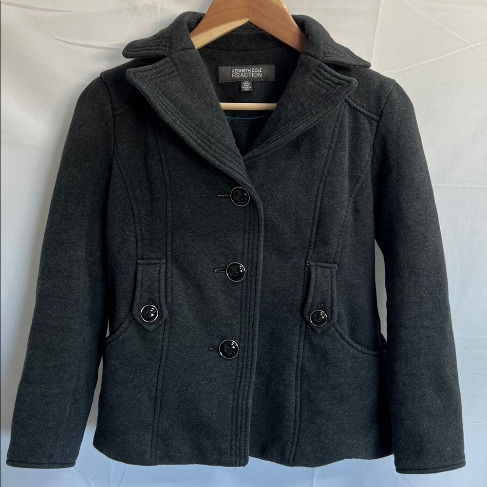 Kenneth Cole Reaction Charcoal knit peacoat - Picture 4 of 9